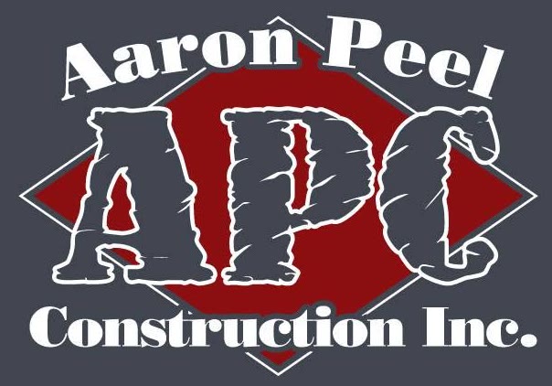 The Aaron Peel Construction, Inc logo: the letters APC in white distressed
              capitals over a dark red diamond, with the words Aaron Peel above and
              Construction Inc. below.
